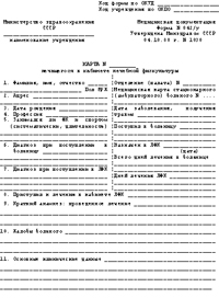 На каждого пациента кабинета массажа заводится карта учетная форма номер