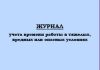 Журнал учета времени работы в тяжелых, вредных или опасных условиях 
